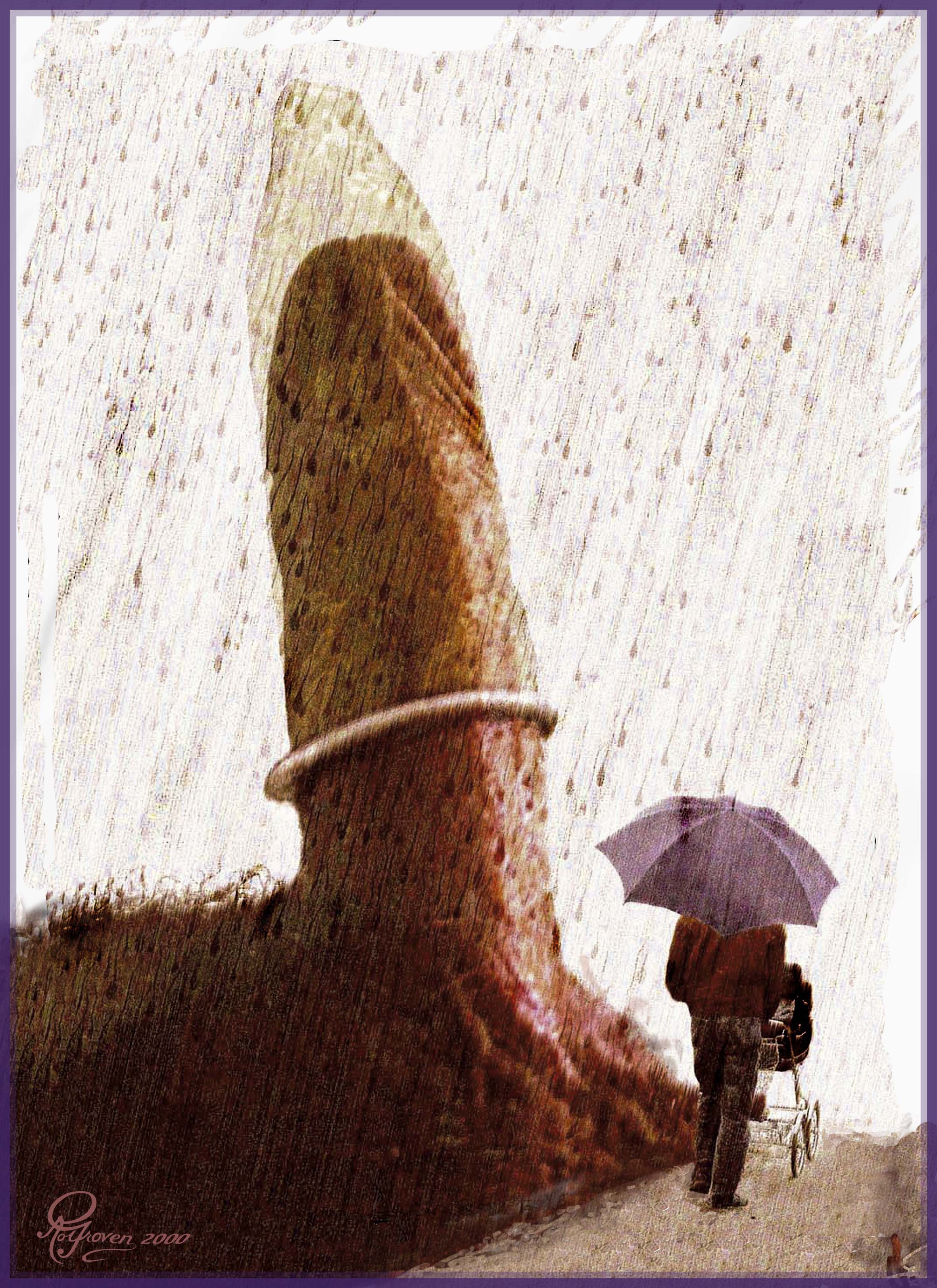 Mann med paraply