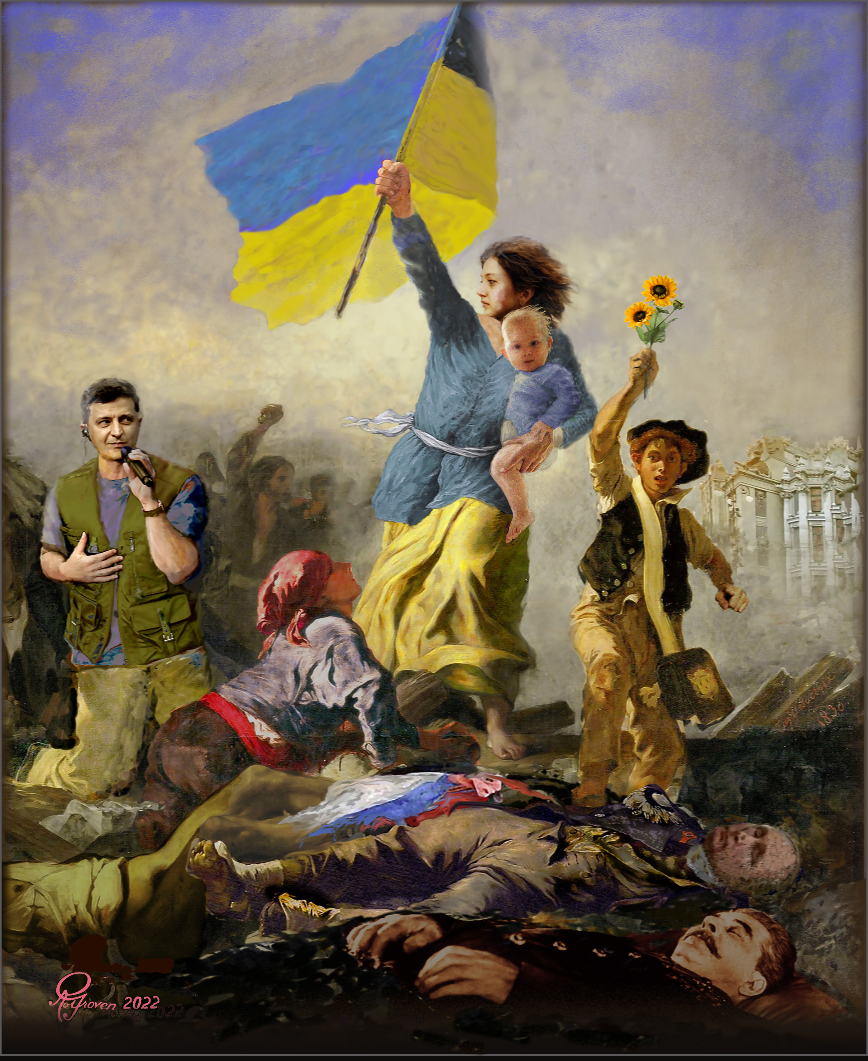 Frihet for Ukraina, fritt etter Delacroix